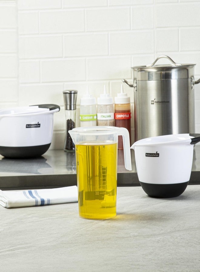ريستورنت وير أكواب قياس للمطاعم، عبوة من 10 أكواب قياس مخروطية الشكل بسعة 1 كوارت، أوعية قياس السوائل بمقبض على شكل حرف I، تدريجات بارزة، شفافة، مقاومة للكسر والتشقق، مثالية للخبز - Image 4
