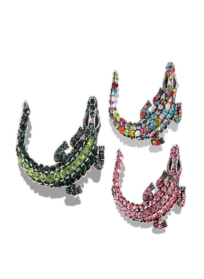 FUTIMELY Premium Crocodile Brooch Colourful Crystal Rhinestone Crocodile Alligator Brooch Pin Personality Animal Lapel Backpack Badge Hat Bag Decoration Accessories for Men and Women (Colorful) - Image 5