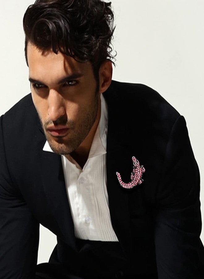 FUTIMELY Premium Crocodile Brooch Colourful Crystal Rhinestone Crocodile Alligator Brooch Pin Personality Animal Lapel Backpack Badge Hat Bag Decoration Accessories for Men and Women (Colorful) - Image 2