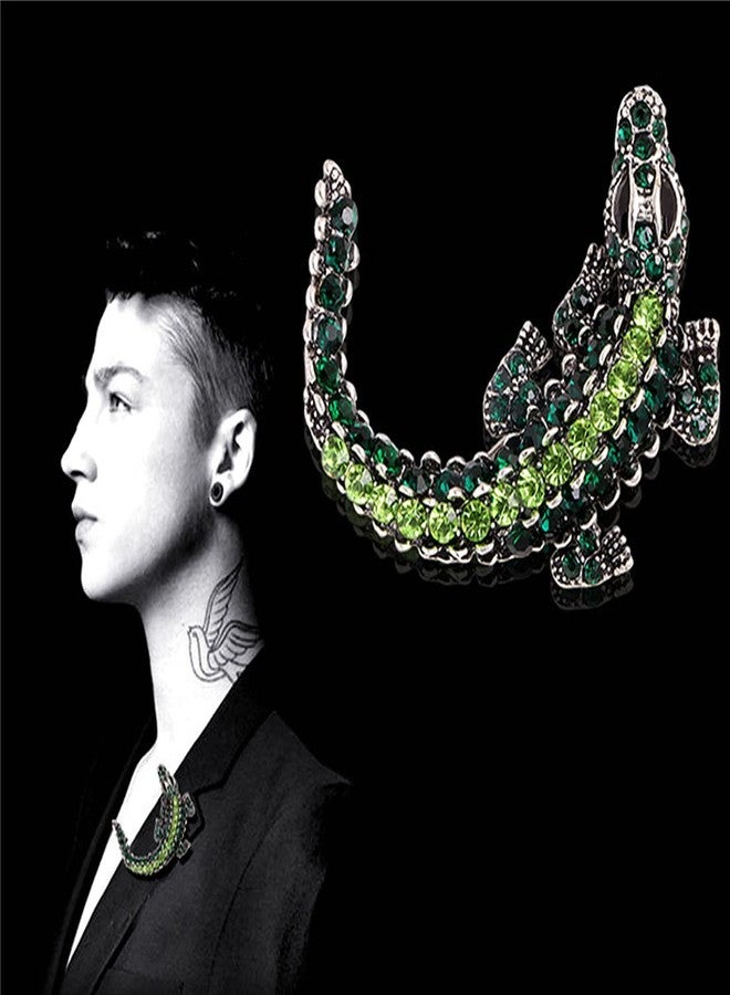 FUTIMELY Premium Crocodile Brooch Colourful Crystal Rhinestone Crocodile Alligator Brooch Pin Personality Animal Lapel Backpack Badge Hat Bag Decoration Accessories for Men and Women (Colorful) - Image 4