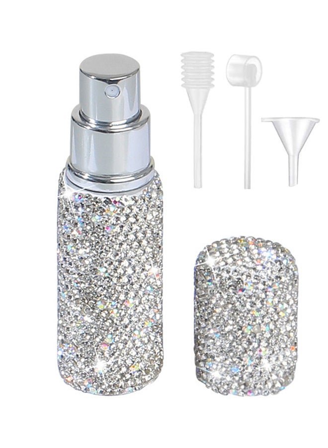 مكمهينغ بوب بخاخ عطر 10 مل، زجاجة رذاذ صغيرة فارغة محمولة للعطور، بخاخ سائل، تصميم دوار باستخدام غلاف من الألومنيوم وبطانة زجاجية، فضي  - Image 1