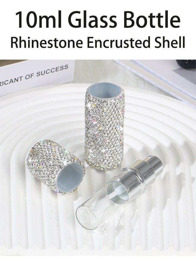مكمهينغ بوب بخاخ عطر 10 مل، زجاجة رذاذ صغيرة فارغة محمولة للعطور، بخاخ سائل، تصميم دوار باستخدام غلاف من الألومنيوم وبطانة زجاجية، فضي  - Image 2