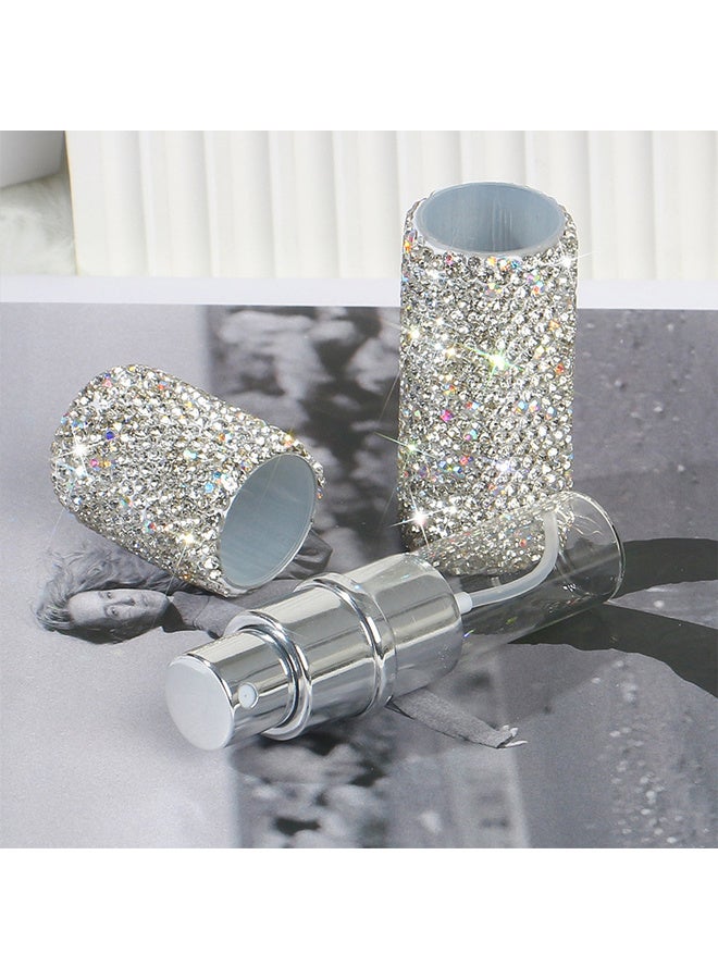 مكمهينغ بوب بخاخ عطر 10 مل، زجاجة رذاذ صغيرة فارغة محمولة للعطور، بخاخ سائل، تصميم دوار باستخدام غلاف من الألومنيوم وبطانة زجاجية، فضي  - Image 5