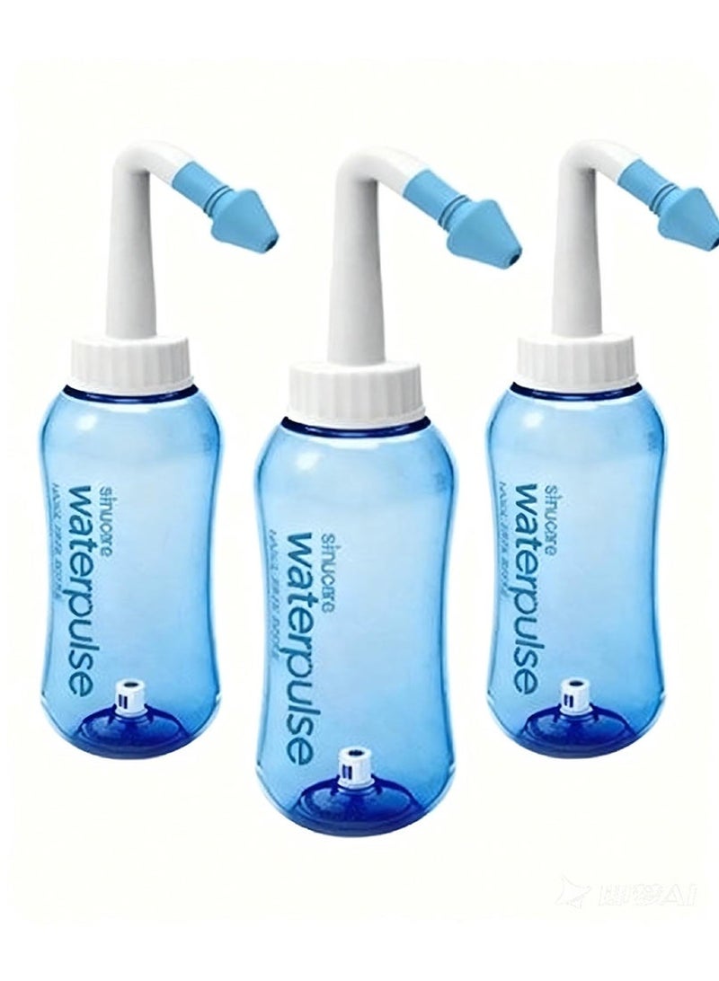 sinucare 3-Piece Sinus Rinse Nasal Wash Bottle,Allergy Cleaner Pressure Irrigation Nose Cleaner for Adult & Kid BPA Free - Image 1
