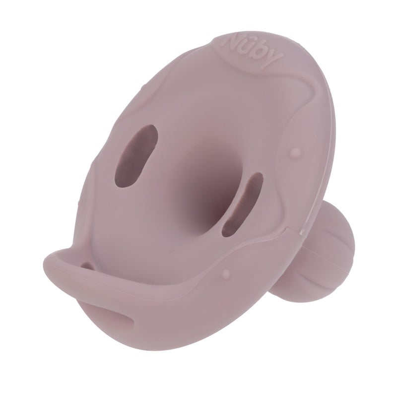 Nuby 2 Piece 100% Silicone Cherry/Natural Shape Pacifiers, 6-12 Months, Blue/Green or Pink/Purple - Image 5