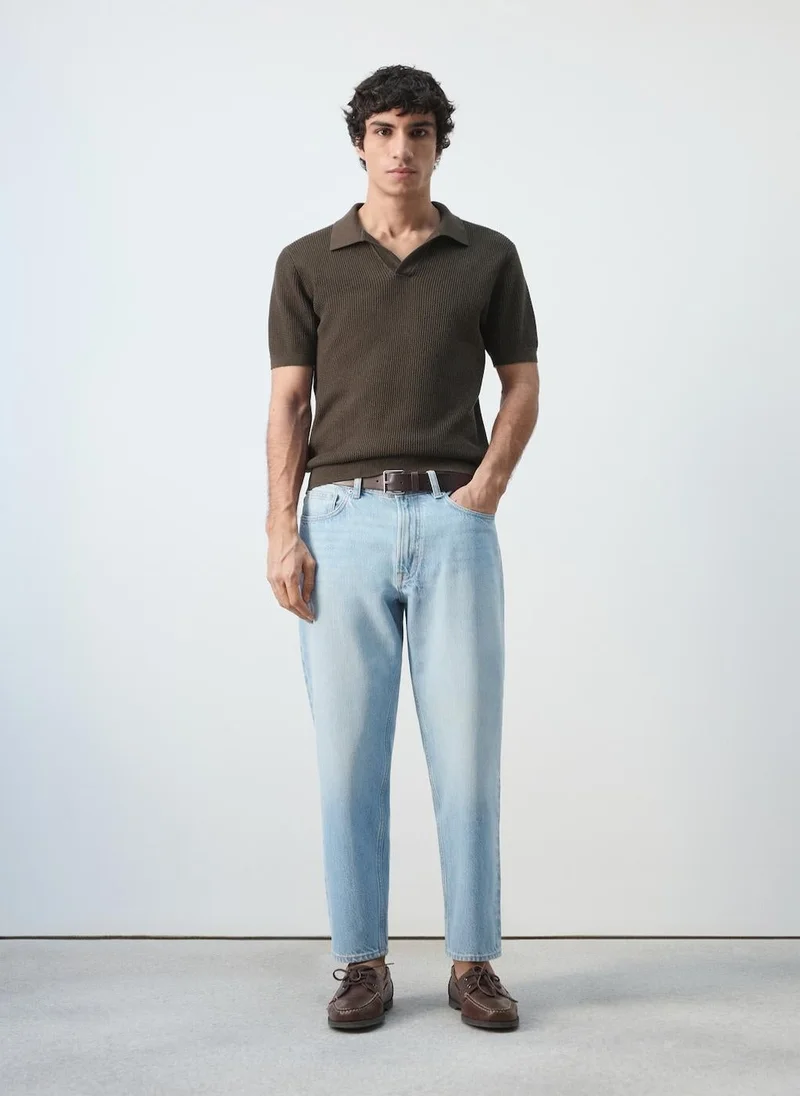 Mango Man  100% cotton knitted polo structure for Men | Best Price UAE