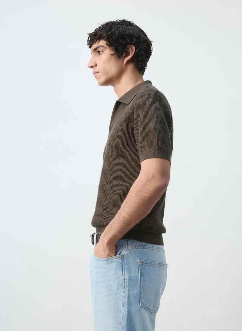 Mango Man  100% cotton knitted polo structure for Men | Best Price UAE