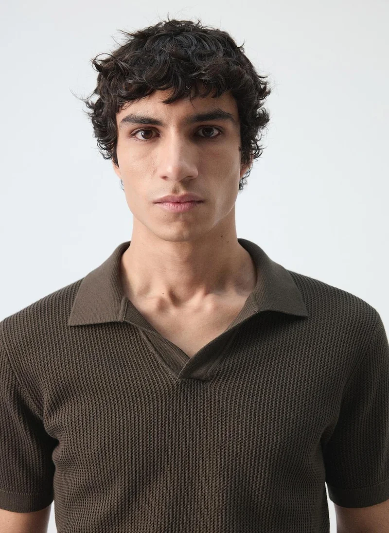 Mango Man  100% cotton knitted polo structure for Men | Best Price UAE