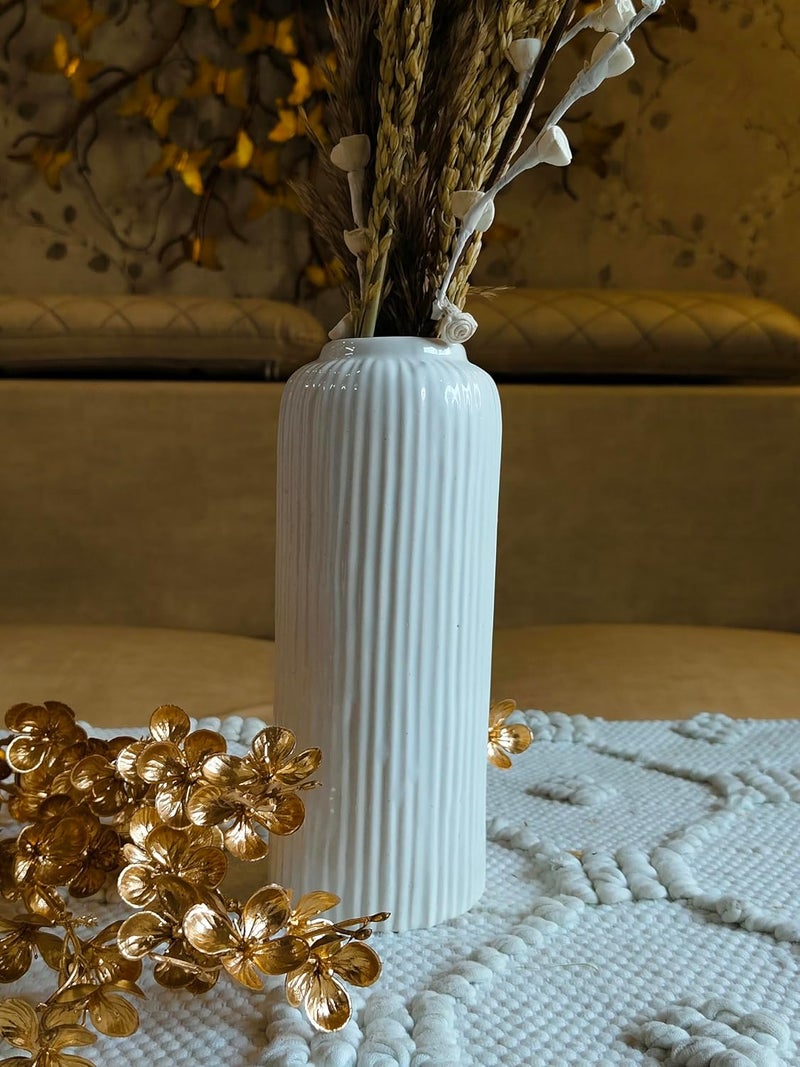 Niyara White VaseFlower VaseCeramic VaseRound Shaped VaseHome Decor CentrepieceDecor Showpiece Vase White