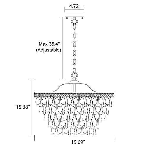 Wellmet Crystal Chandelier, 6-Light 5 Tiers Farmhouse Bronze Ceiling Lighting Fixture, Modern Foyer Dining Room Chandeliers for Bedroom, Hallway, Bar, Kitchen, W20-inch - Image 3