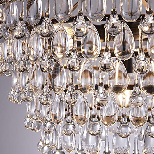 Wellmet Crystal Chandelier, 6-Light 5 Tiers Farmhouse Bronze Ceiling Lighting Fixture, Modern Foyer Dining Room Chandeliers for Bedroom, Hallway, Bar, Kitchen, W20-inch - Image 4