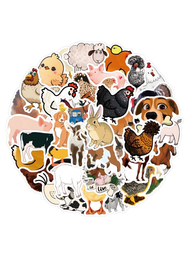 NIBEMINENT 60 Pcs Cartoon Farm Deco Kit Waterproof Stickers, High Definition Printing Bright Colors, Suitable for Laptop Skateboard Luggage Water Bottle Guitar DIY - Image 1