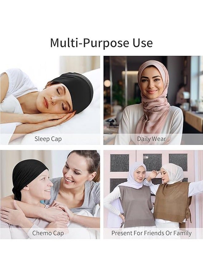 النساء الحجاب Undercap اللون الصلب الأنبوب الداخلي قبعة معدلة قبعات الفاصوليا المسلمة خفيفة الوزن الحجاب الداخلي - Image 4