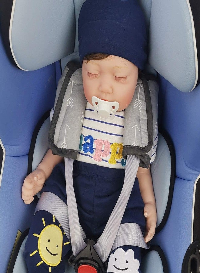 ICOPUCA Car Seat Strap Pads Covers for Baby Kids, Seat Belt Covers Cushion for boy Girl, Protect Neck and Shoulder rubbing, Anti-Slip Design, fit Stroller/Carrier/Pushchair; Soft Cotton, Arrow Pattern - Image 2