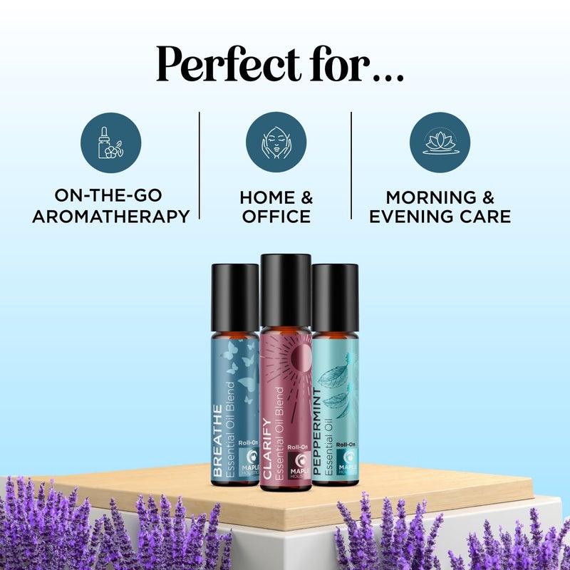 Maple Holistics Headache Roll on Essential Oils - Aromatherapy Essential Oils Sets Variety Pack with Peppermint Clarify and Breathe Essential Oil Roll Ons - Fun & Cute Wellness Gift for Young Women Teens & Girls - Image 2