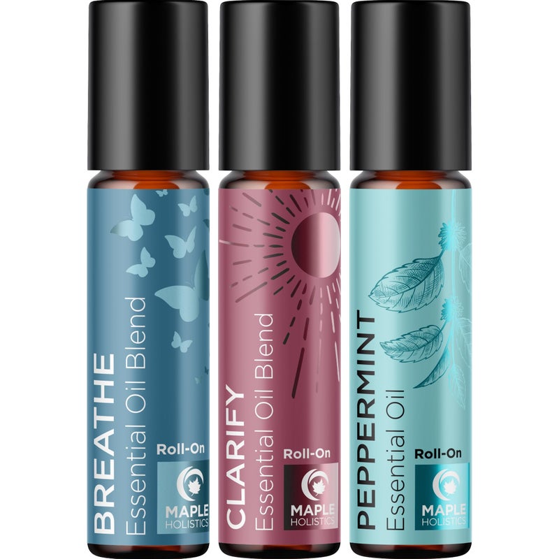 Maple Holistics Headache Roll on Essential Oils - Aromatherapy Essential Oils Sets Variety Pack with Peppermint Clarify and Breathe Essential Oil Roll Ons - Fun & Cute Wellness Gift for Young Women Teens & Girls - Image 1