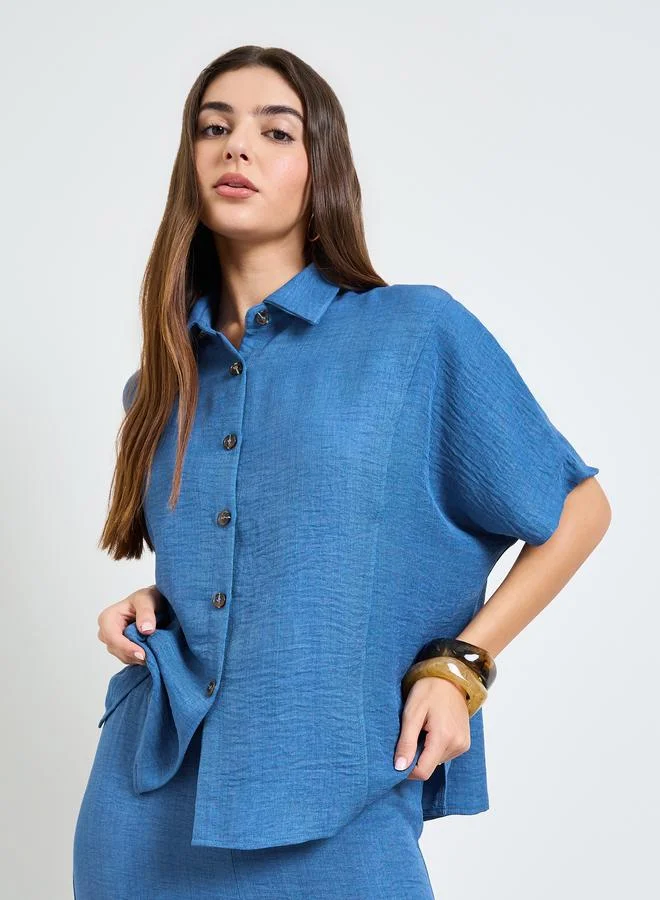 أميرة Blue Relaxed Fit Shirt and Trouser Modest Set