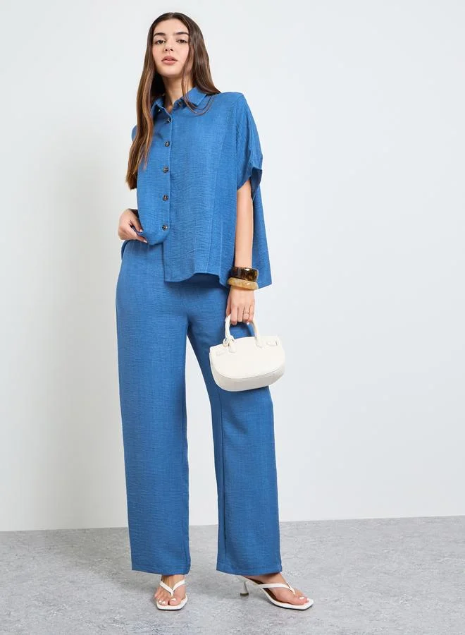أميرة Blue Relaxed Fit Shirt and Trouser Modest Set