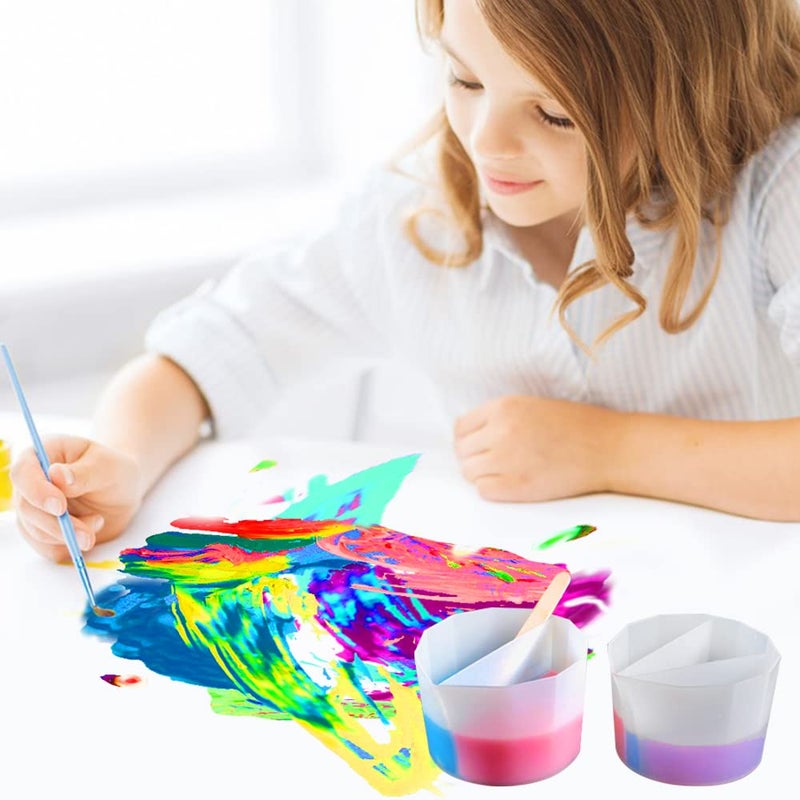 FineGood 6 Pcs Silicone Split Cups, FineGood 2/7 Split Cups for Paint Pouring Reusable Resin Mixing Cups, Dividers Cup for DIY Paint Acrylic Resin Pouring - Image 3