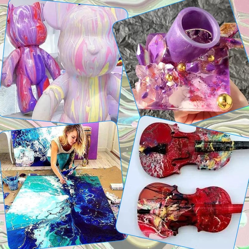 FineGood 6 Pcs Silicone Split Cups, FineGood 2/7 Split Cups for Paint Pouring Reusable Resin Mixing Cups, Dividers Cup for DIY Paint Acrylic Resin Pouring - Image 5