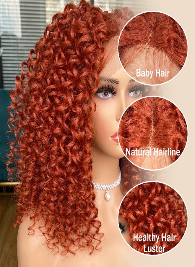 ANNIVIA Lace Front Curly Wigs for Black Women Ginger Short Curly Lace Front Wig Pre Plucked with Babyhair, Natural Looking Synthetic Kinky Afro Short Curly Frontal Hair Wig 16inch（Ginger,13×4） - Image 5