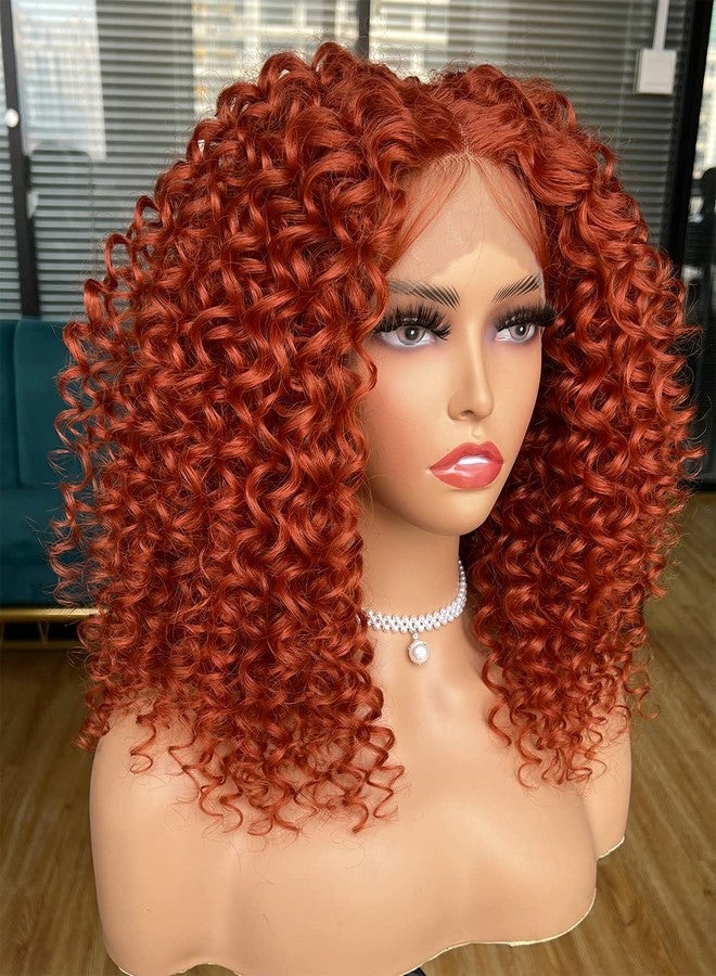 ANNIVIA Lace Front Curly Wigs for Black Women Ginger Short Curly Lace Front Wig Pre Plucked with Babyhair, Natural Looking Synthetic Kinky Afro Short Curly Frontal Hair Wig 16inch（Ginger,13×4） - Image 4