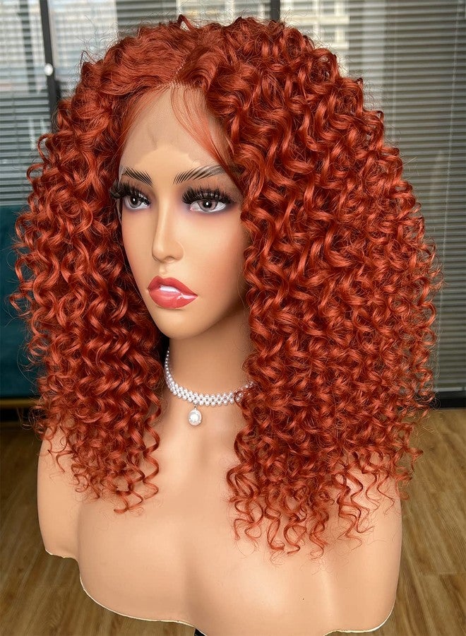 ANNIVIA Lace Front Curly Wigs for Black Women Ginger Short Curly Lace Front Wig Pre Plucked with Babyhair, Natural Looking Synthetic Kinky Afro Short Curly Frontal Hair Wig 16inch（Ginger,13×4） - Image 3