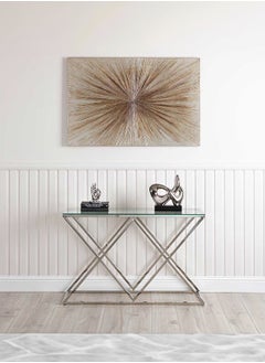 VANITY LIVING VANITY LIVING Porto Chrome Console Table, Sleek Metallic Frame with Tempered Glass Top, Modern and Stylish Design  - Image 2