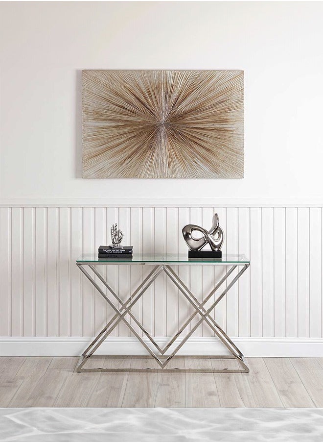 VANITY LIVING - VANITY LIVING Porto Chrome Console Table, Sleek Metallic Frame with Tempered Glass Top, Modern and Stylish Design - Image 1