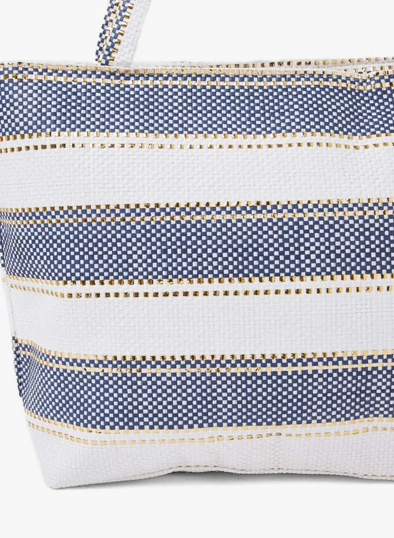 Styli Striped Woven Beach Tote Bag
