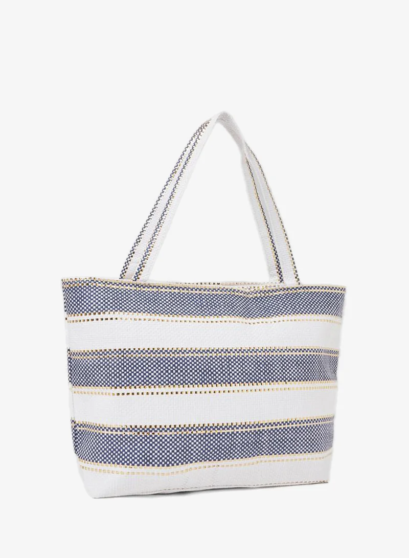 Styli Striped Woven Beach Tote Bag