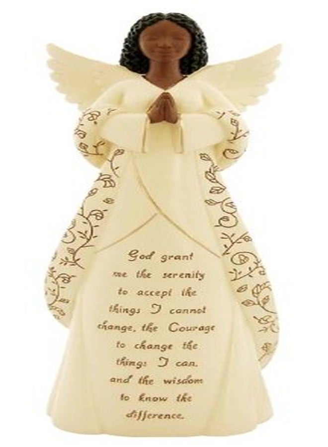 Ebony Treasures Serenity Prayer Angel African American Collectible Figurine 12 Inch Hand Painted Resin Statue for Home Decor