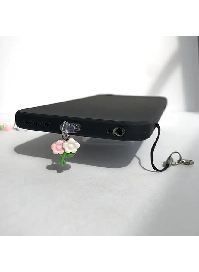 Mini Cute Flower Phone Dust Plug For iPhone 6-14 Port With Strap - Image 5