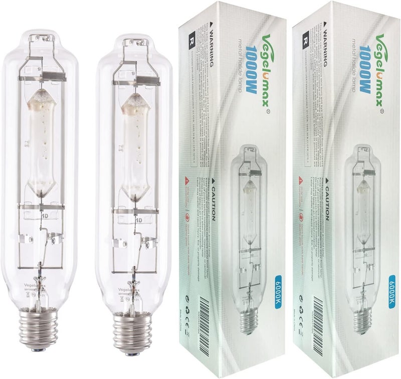 Vegelumax MH 1000W Metal Halide HID Grow Light Bulb Lamp High PAR Enhanced Blue and Violet Spectrums for Horticulture Indoor Plants,CCT 6000K,92,000 Lumens,Great for Commercial Applications,2 Pack - Image 1