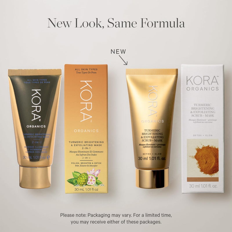 KORA Organics Turmeric Brightening & Exfoliating Mask, Multi-Use Facial Scrub, Polish & Illuminate, Certified Organic Exfoliating Face Mask, Cruelty Free, 1.01 fl oz - Image 2