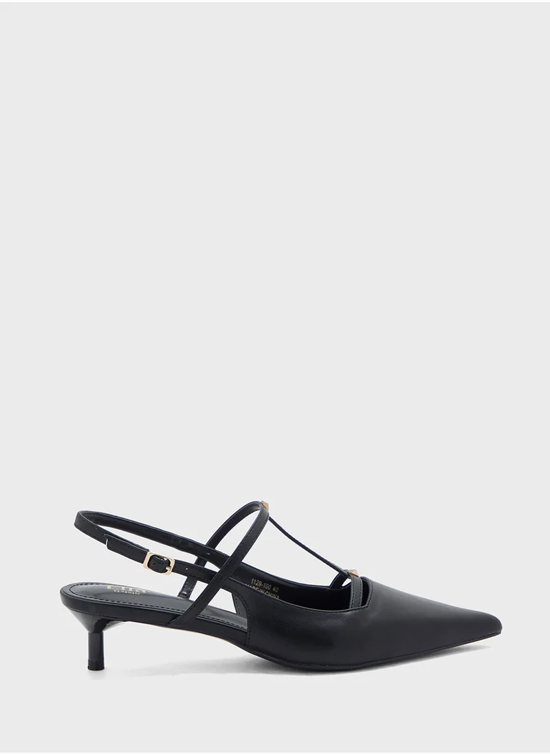 ELLA Stud Detail Pointy Backstrap Pump