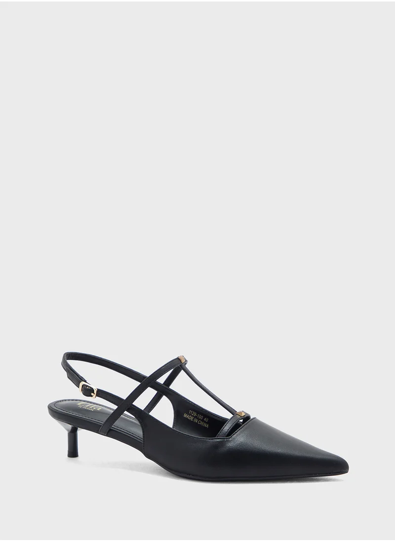 ELLA Stud Detail Pointy Backstrap Pump