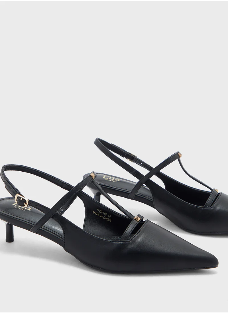 ELLA Stud Detail Pointy Backstrap Pump