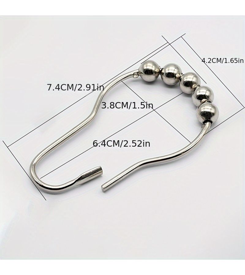 20 Pack Black Cast Iron Shower Curtain Hooks Round Rollerball Design Smooth Metallic Finish Durable Bathroom Decor For Shower Curtains And Liners Accessories - Image 3
