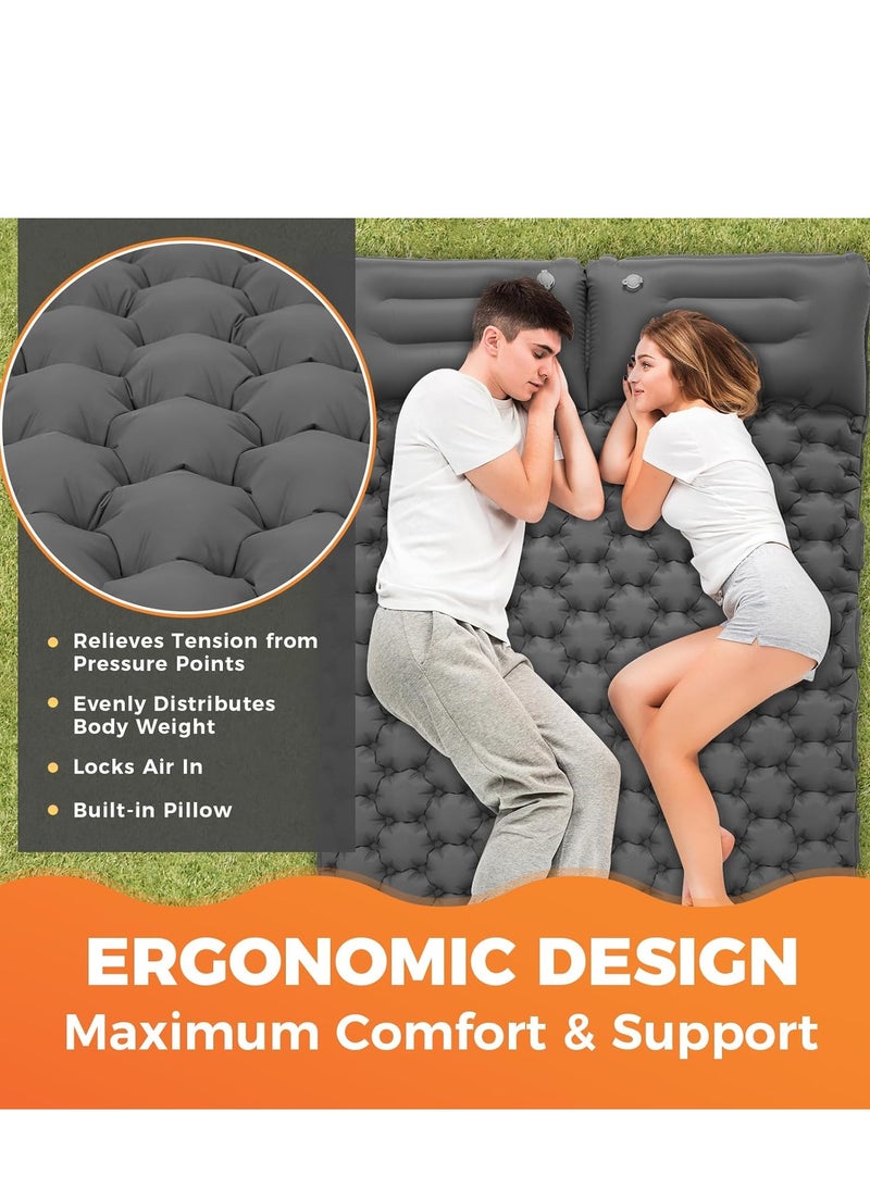 Arabest Double Sleeping Pad for Camping, 30-Second Inflation,Inflatable Sleeping Pad Ultralight Connectable Camping Mattress with Pillow Built-in Foot Pump for Backpacking Hiking Tent Cot,75.6Inch(Two Person) - Image 5