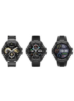 Haino Teko Germany RW56 Round Shape AMOLED Display Smart Watch With 3 Pair Straps And Wireless Charger Designed For Mens And Boys Black