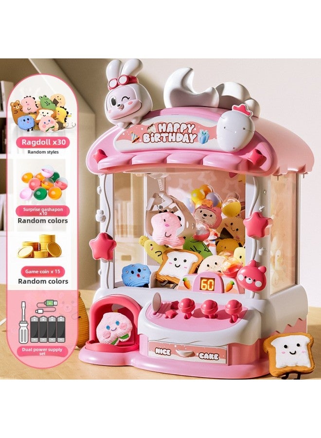 Shake Tone Same Household Doll Clamping Machine Toy Small Electric Doll Clamping Machine Children's Mini Doll Clamping Machine-Colour:*Cute Rabbit Large Claw Machine - Dual Power Supply - Image 1