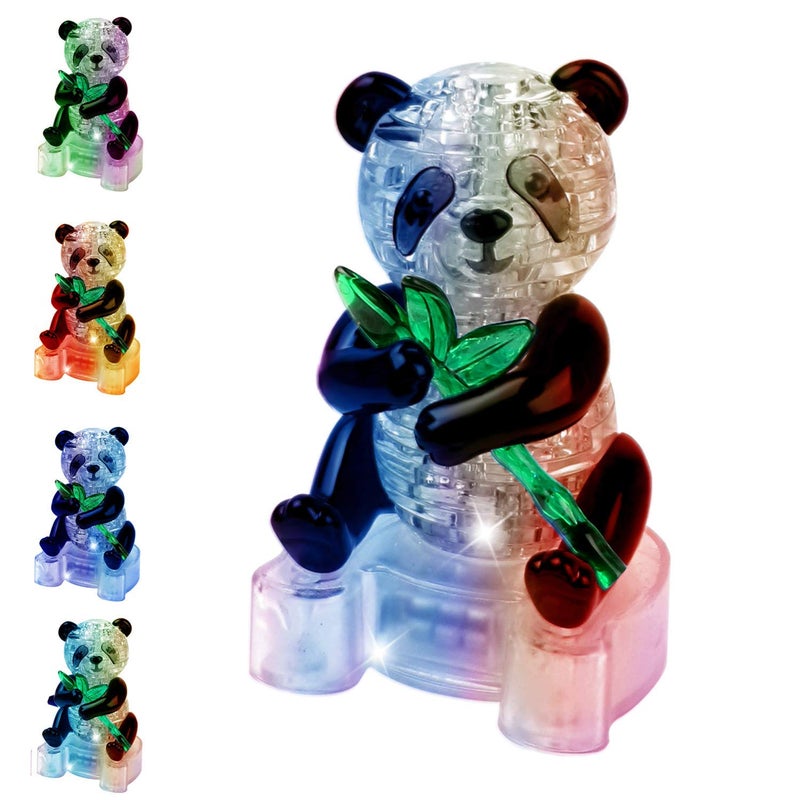 Coolplay 3D Crystal Puzzle Panda Gifts Desk Toys with LightUp Base 58 Pieces - Image 3