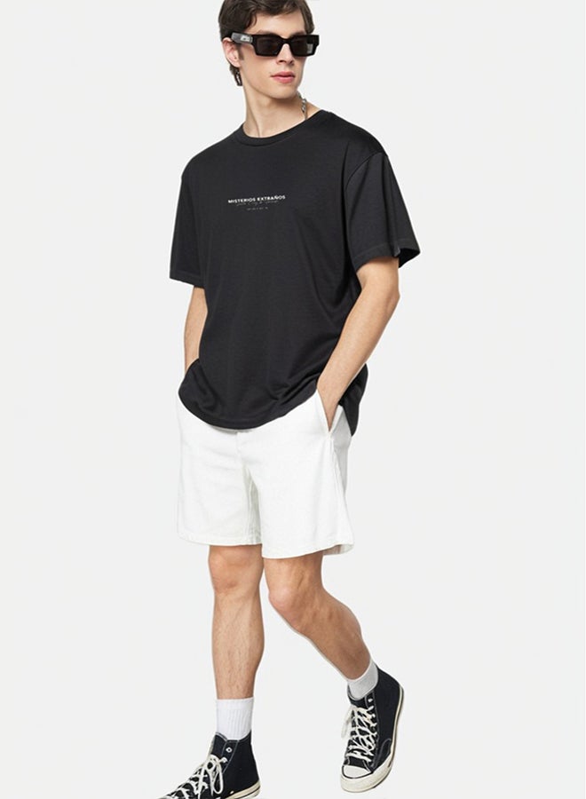 trendyol Black Text Printed Regular Cut T-shirt TMNSS24TS00238 - Image 1