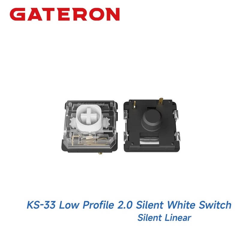 لوحة مفاتيح Gateron KS-33 Low Profile 2.0 Silent Switches, 3-pin, Pre-lubed, Linear and Tactile, White, Black, Brown, Red - Image 4