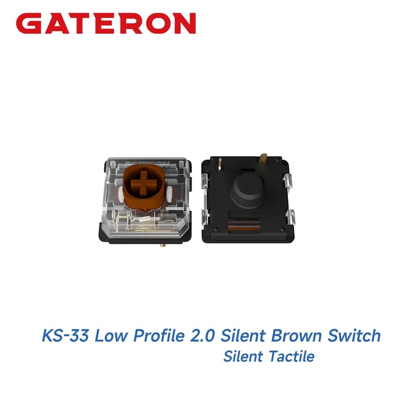 لوحة مفاتيح Gateron KS-33 Low Profile 2.0 Silent Switches, 3-pin, Pre-lubed, Linear and Tactile, White, Black, Brown, Red - Image 1