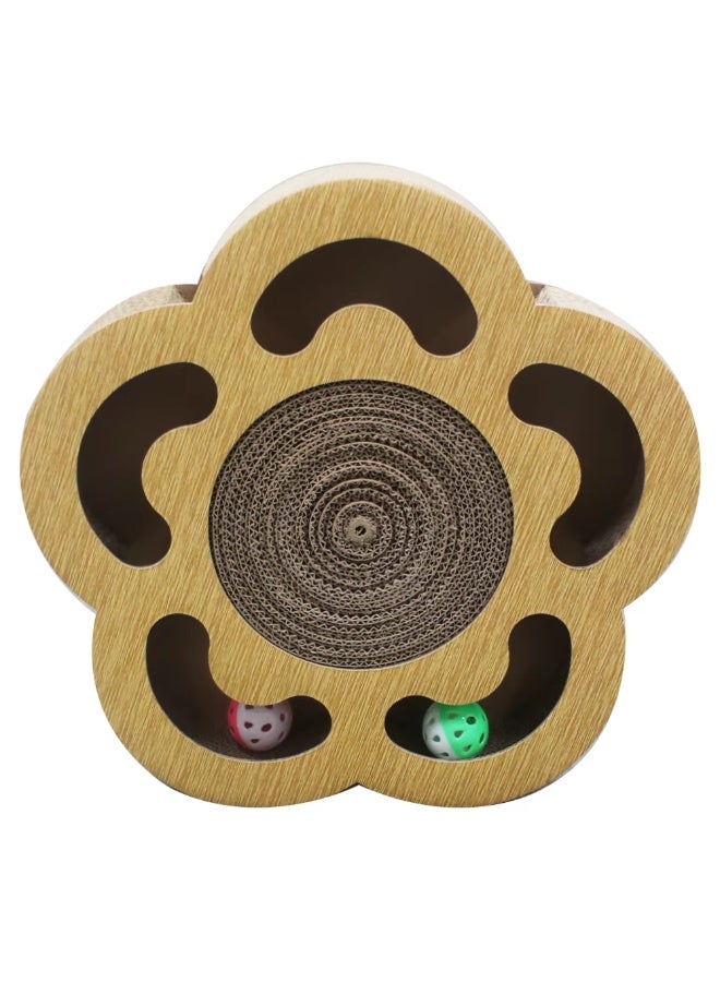 Queens Cat Scratcher with with Cat Bell Balls - Space-Themed Cat Bed and Scratching Post for Ultimate Feline Fun (Flower) - Image 5