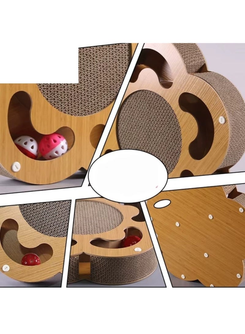 Queens Cat Scratcher with with Cat Bell Balls - Space-Themed Cat Bed and Scratching Post for Ultimate Feline Fun (Flower) - Image 3