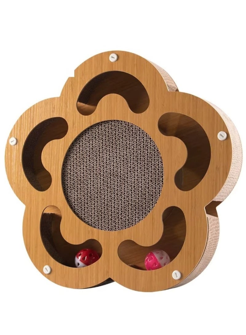 Queens Cat Scratcher with with Cat Bell Balls - Space-Themed Cat Bed and Scratching Post for Ultimate Feline Fun (Flower) - Image 1