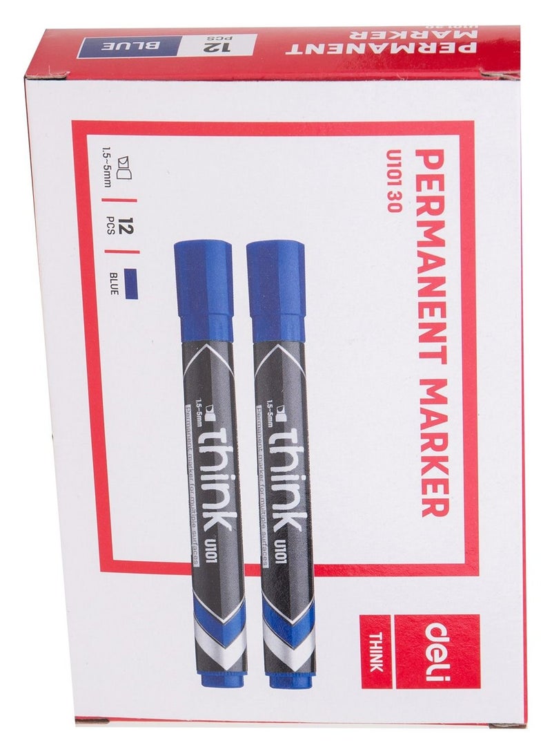 Deli Permanent Marker Blue EU10130 1.5-5mm Low Odour Ink - Image 4